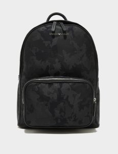 Men's Emporio Armani Jacquard Camo Backpack Bag Black, Black