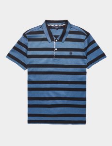 Mens Aquascutum Osset Stripe Short Sleeve Polo Shirt Navy blue, Navy blue