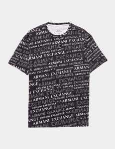 Mens Armani Exchange Logo Short Sleeve T-Shirt Black, Black