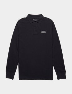 Mens Barbour International Essential Long Sleeve Polo Shirt - Exclusively to Tessuti Black, Black