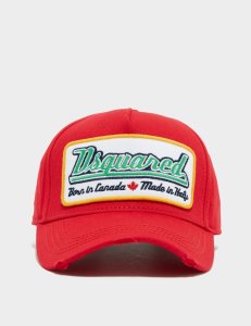 Mens Dsquared2 Green Script Cap Red/Red, Red/Red