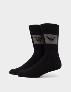 Mens Emporio Armani 2 pack logo socks black, black