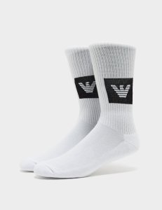 Mens Emporio Armani 2 Pack Logo Socks White/White, White/White