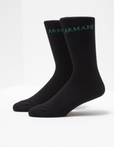 Mens Emporio Armani Loungewear 2 Pack Crew Socks Black, Black