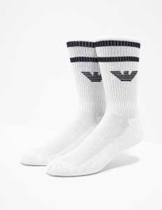 Mens Emporio Armani Loungewear 2 Pack Eagle Sport Socks White, White