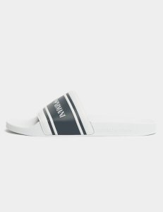 Mens Emporio Armani Loungewear Bold Logo Slides White, White