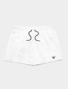 Mens Emporio Armani Loungewear Small Logo Swim Shorts White, White