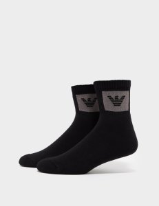 Mens Emporio Armani Patch Logo Quarter Socks Black, Black