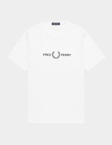 Mens Fred Perry Central Logo Short Sleeve T-Shirt White, White