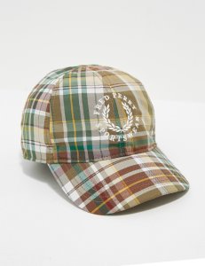 Mens Fred Perry Check Cap Green/Green, Green/Green