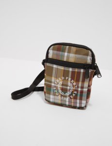 Mens Fred Perry Check Cross Body Bag Green/Green, Green/Green