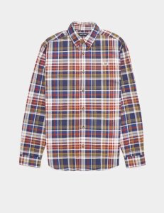 Mens Fred Perry Checked Long Sleeve Shirt - Online Exclusive Navy blue, Navy blue