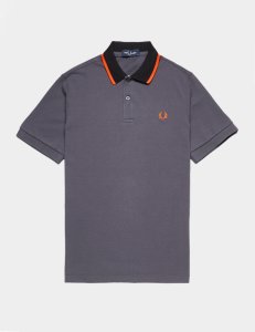 Mens Fred Perry Contrast Tip Short Sleeve Polo Shirt Grey, Grey