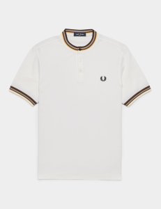 Mens Fred Perry Multi Stripe Short Sleeve Polo Shirt - Exclusive Ecru, Ecru