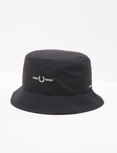 Mens Fred Perry Sport Logo Bucket Hat Black/Black, Black/Black