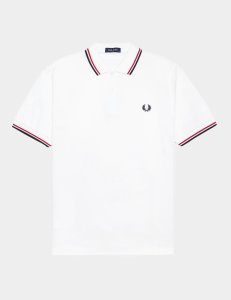Mens Fred Perry Twin Tipped Short Sleeve Polo Shirt Men's White, White