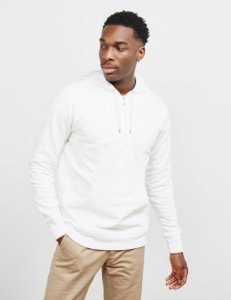 Mens PS Paul Smith Lightweight Jersey Overhead Hoodie White, White
