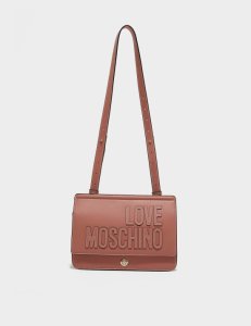 Women's Love Moschino Embossed Logo Flap Cross Body Bag Pink, Pink