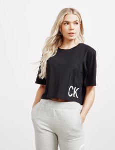 Womens Calvin Klein Jeans Boyfriend Crop Short Sleeve T-Shirt Black, Black