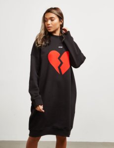 Womens MSGM Broken Heart Dress Black, Black