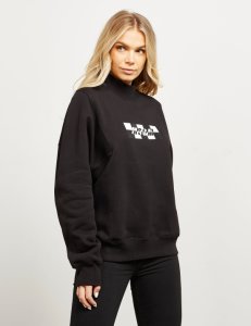 Womens MSGM Checker Sweatshirt Black, Black