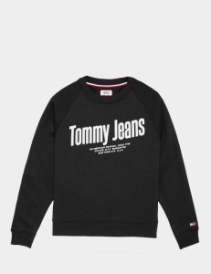 Womens Tommy Jeans Diagonal Logo Sweatshirt BLK/BLK, BLK/BLK