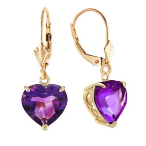 Amethyst Large Heart Earrings 6.2 ctw in 9ct Gold