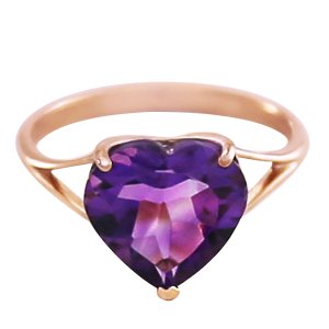 Amethyst Large Heart Ring 3.1 ct in 9ct Rose Gold