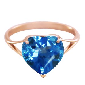 Blue Topaz Large Heart Ring 6.3 ct in 9ct Rose Gold