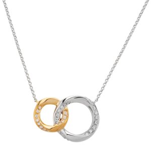 9ct Two Colour Gold Diamond Double Open Circle Necklace  SW125