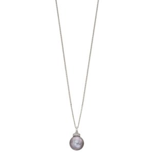 Pearl Lustre - 9ct white gold grey freshwater pearl and diamond pendant gp2092h gn151