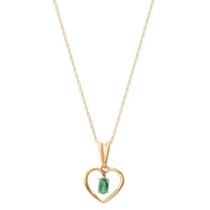 9ct Yellow Gold Emerald Open Heart Pendant OJP161-E