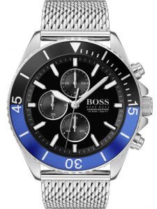 BOSS Mens Ocean Edition Black Chronograph Dial Mesh Strap Watch 1513742