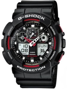 Casio G-Shock Classic Dual Display Black Plastic Strap Watch GA-100-1A4ER