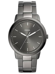 Fossil Mens Minimalist Stainless Steel Grey Dial Smoke Bracelet Watch FS5459