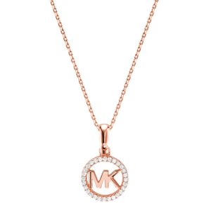 Michael Kors Custom 14ct Rose Gold Plated Logo Starter Necklace MKC1108AN791