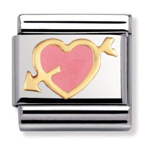 Nomination CLASSIC Gold Love Pink Heart With Arrow Charm 030253/01