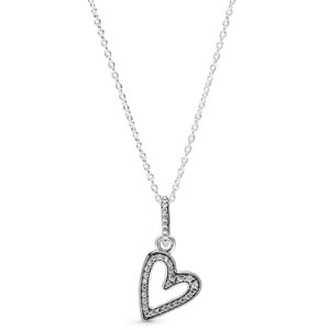 Pandora Sparkling Freehand Heart Necklace 398688C01