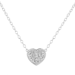 Pre-Owned 14ct White Gold Pave Diamond Heart Necklace