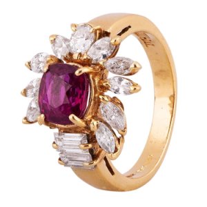Pre-Owned 14ct Yellow Gold 1.50ct Ruby and 1.00ct Diamond Ring