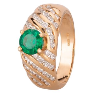 Pre-Owned 14ct Yellow Gold Emerald and Diamond Ring