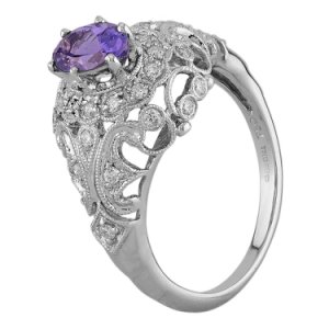 Pre-Owned 18ct White Gold Tanzanite and Diamond Decorative Cluster Ring
