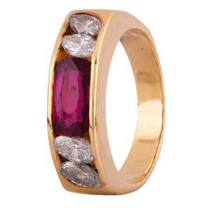 Pre-Owned 18ct Yellow Gold 0.85ct Ruby and 0.39ct Diamond Ring