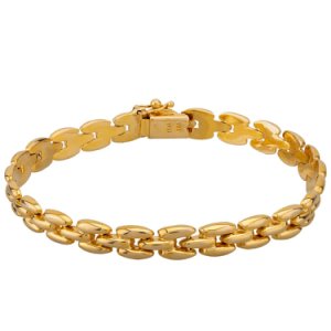 Pre-Owned 9ct Yellow Gold 7.5 Three Layer Brick Patterned Link Bracelet