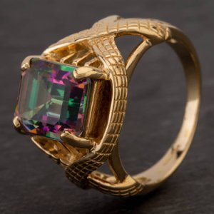 Pre-Owned 9ct Yellow Gold Mystic Topaz Fancy Oblong Ring