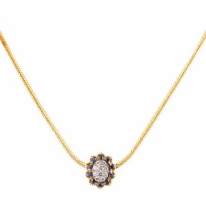 Pre-Owned Yellow Gold Sapphire and Diamond Necklace