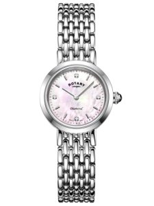 Rotary Ladies Balmoral Stainless Steel Diamond Set Mother Of Pearl Dial Bracelet Watch LB00899/07/D