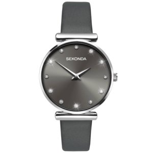Sekonda Editions Ladies Fashion Grey Leather Strap Watch 2470