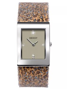 Sekonda Ladies Seksy Rocks Stainless Steel Champagne Dial Glitter Leopard Bracelet Watch 2851