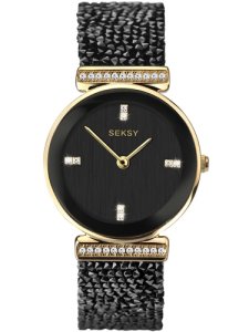 Sekonda Seksy Rocks Ladies Gold Plated Black Crystal Watch 2655